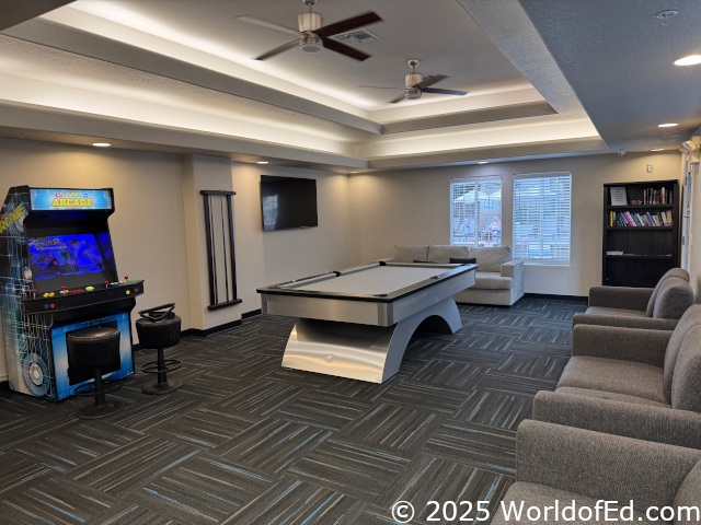 The game room with many different items.